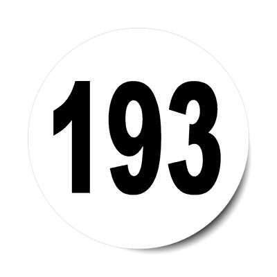 Number 193 White Black Stickers, Magnet | Wacky Print