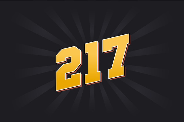 Premium Vector | Number 217 vector font alphabet Yellow 217 number with  black background